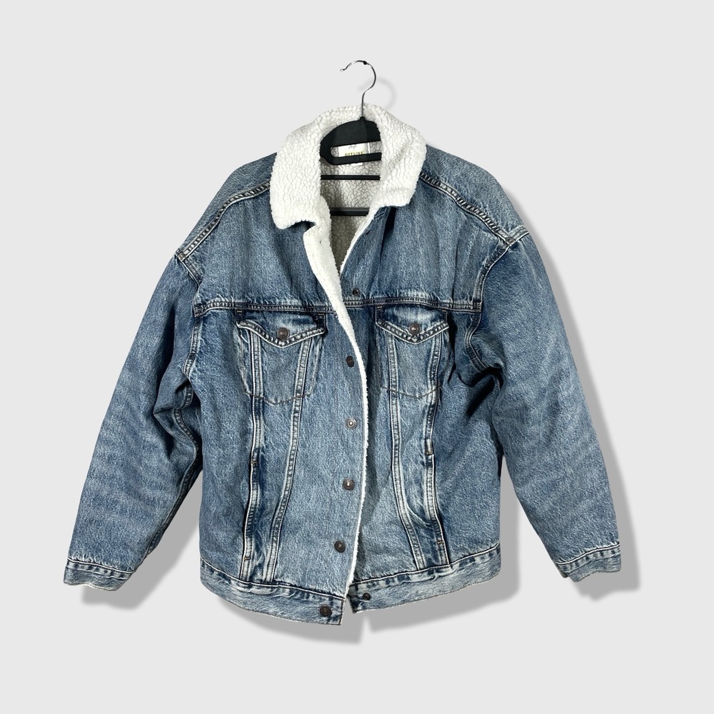 OFFLINE by Aerie Denim Sherpa Jacket Womens Medium Blue Classic Casual Outdoorsy